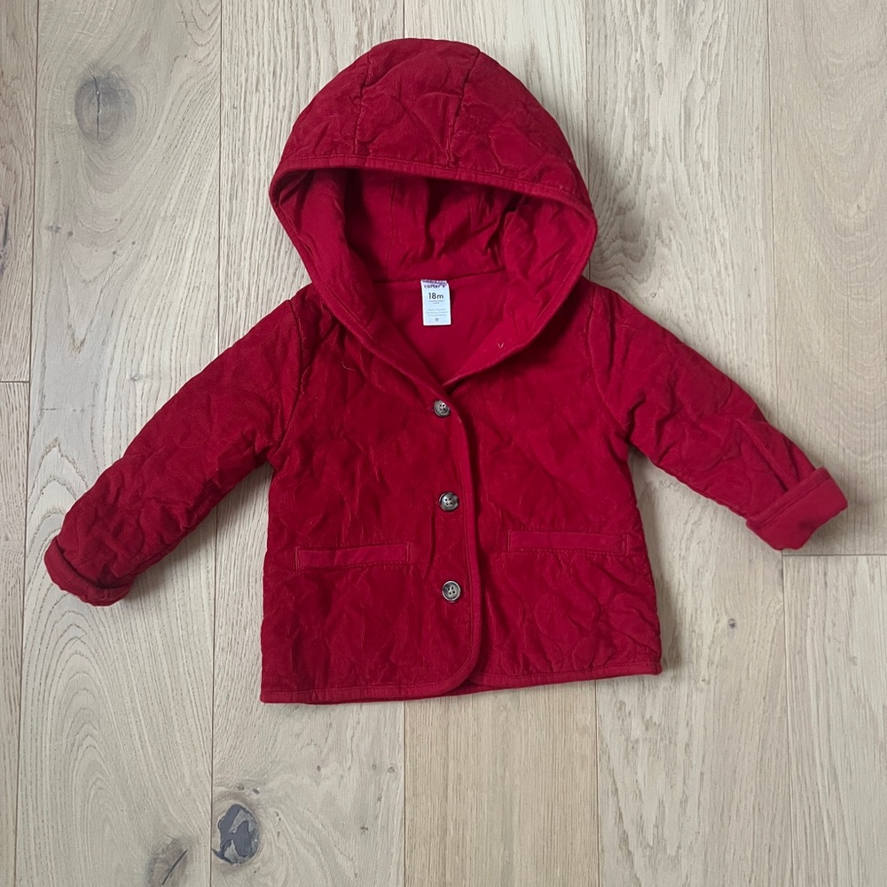 Carter's Quilted Hooded Puffer Jacket in Bright Red